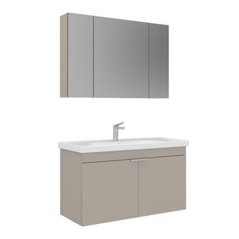 Conjunto De Mueble Con Lavabo Y Espejo (2 Piezas)  - 100 X 45 X 58 Cm - Arena