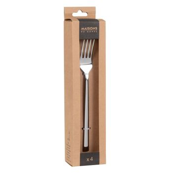 Set de 4 tenedores de acero inoxidable plateado