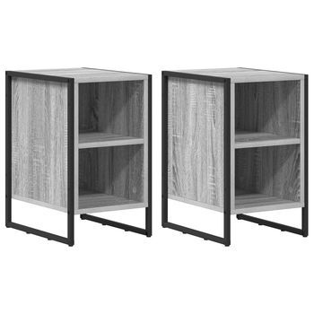Mesa De Noche 2 Uds. Gris Sonoma 39.5 X 30 X 50 Cm Vidaxl