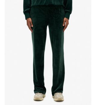 Superdry para mujer. W7011223A Pantalón Jogger Country Club Velour verde (XL), Casual, Poliéster