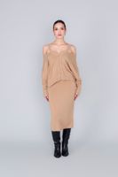 cardigan con escote en v camel
