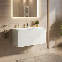 mueble de bano suspendido con lavabo 100 cm blanco brillante - lavabo blanco - lomazoo nineo