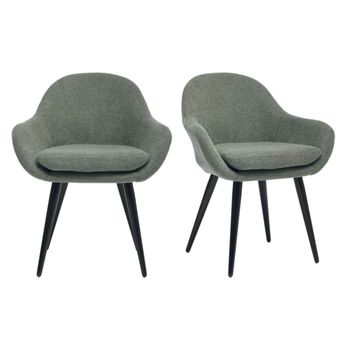 Silla de comedor de tela verde (x2)