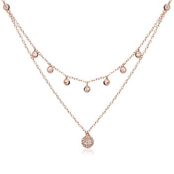 Cadena de plata 925 chapada en oro rosa con circonita