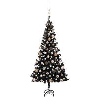arbol de navidad preiluminado con luces y bolas negro 180 cm vidaxl