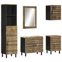 conjunto de muebles de bano 5 piezas madera maciza de mango vidaxl