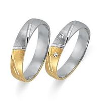 alianzas 18 quilates oro amarillo-blanco 2 diamantes