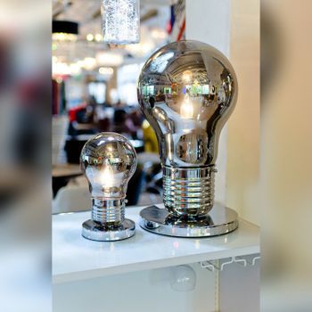 Giant Light Bulb Table Lamp - Grey