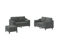 vidaxl juego de sofas con cojines 3 piezas tela gris oscuro