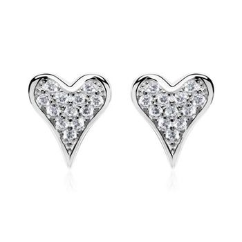 Pendientes corazón de plata 925 con circonita