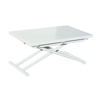 mesa de centro convertible en mesa de comedor frenzy con patas metalicas color blanco