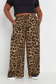 Yours Pantalones Anchos Marrones Estampado Leopardo, Mujer Curvy Y Tallas Grandes, Yours