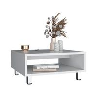 mesa de centro eclipse en melamina con estantes inferior y 4 patas  blanco  269 cm  x 60 cm  x 60 cm