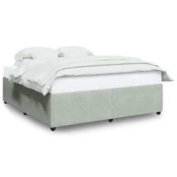 Estructura De Cama Sin Colchón Terciopelo Gris Claro 200x200 Cm Vidaxl