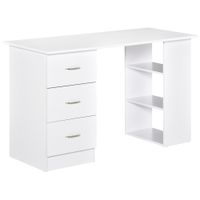 homcom mesa de ordenador escritorio para hogar oficina 3 cajones 3 estantes mobiliario de oficina 120x49x72cm blanco   aosom espana