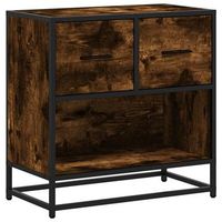 mesita de noche  mesilla de noche roble ahumado 60x31x60 cm madera contrachapada