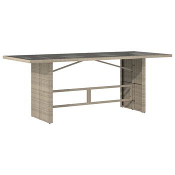 Mesa Jardín | Mesa De Exterior Superficie Vidrio Ratán Pe Gris Claro 190x80x74 Cm