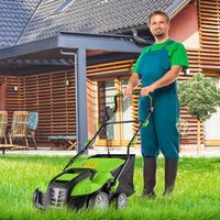 desmalezador plegable electrico de 41 cm 2 en 1 de 15 a con ajuste de altura y de profundidad con bolsa recolectora de 55 l verde