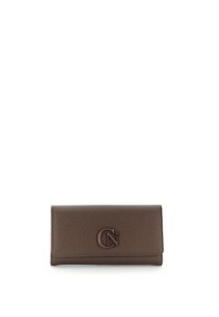 cartera grande con solapa efecto piel dark brown