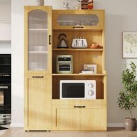 aparador alto - mueble de cocina y comedor - mdf y vidrio - natural 98x40x177cm