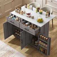 carrito de cocina - mueble auxiliar de comedor - mdf - gris y blanco 129x46x915cm