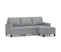 sofa de 3 plazas - sofa de salon con taburete de tela gris claro 180 cm