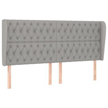 Cabecero Con Orejas De Tela Gris Claro 183x23x118/128 Cm Vidaxl