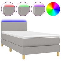 estructura de cama led con somier de laminas cabecero colchon 90x190cm tela gris claro tdl0209466