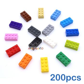 200 Uds. 2x4 puntos DIY bloques de construcción figuras gruesas ladrillos educativos tamaño creativo Compatible con juguetes de plástico 3001 para niños
