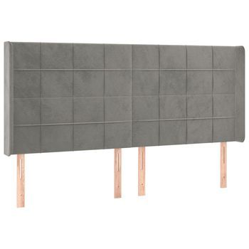 Cabecero，cabecero Cama，panel De Cabecera Con Orejas De Terciopelo Gris Claro 163x16x118/128 Cm