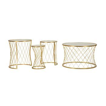 Juego De 4 Mesas De Metal Dorado Cm Ø 70x45-47x54,5-36x50-28x45