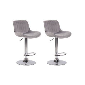 Set de 2 Taburetes de bar regulable en Terciopelo Gris