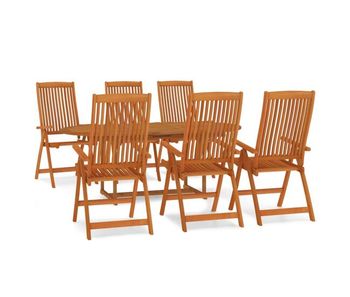 Juego de comedor para jardín 7 pzas madera maciza de eucalipto