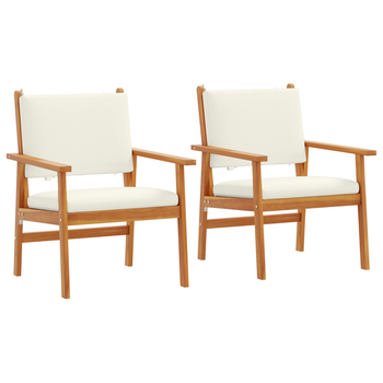 Sillas De Jardín 2 Uds Con Cojines Madera Maciza De Acacia Cfw445374