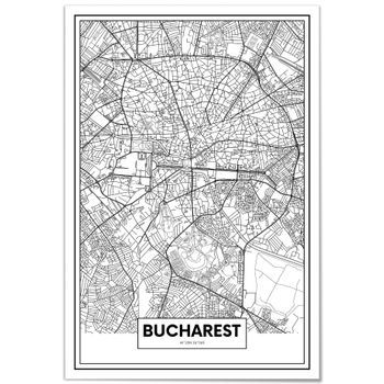 Panorama Cuadro De Aluminio Mapa De Bucarest 70x100 Cm