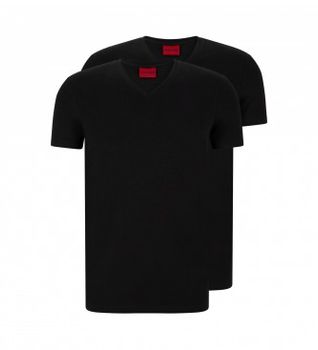 HUGO para hombre. 50325417 Pack 2 Camisetas Cuello Pico negro (XXL), Casual, Algodón, Manga corta, Sostenible
