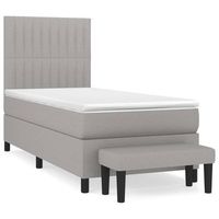 cama tapizada 203x90x128 cm tejido 100  poliester contrachapado y madera tratada - gris