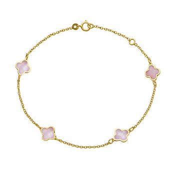14 quilates pulsera de oro para mujer con flores de nácar
