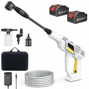 Limpiadora De Alta Presión Inalámbrica 970 Psi Con 2 Baterías 4000 Mah, Hidrolimpiadora Portátil Con Boquilla 6 En 1, Boquilla Universal Y Boquilla De Espuma, 2 Modos De Presión, Manguera Y Accesorios