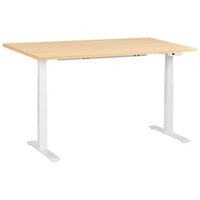 escritorio de altura regulable electrico moderno patas cuadradas 160 x 72 cm tablero marron claro base blanca destines