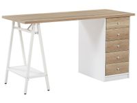 escritorio  140 cm 60 cm con cajones marron blanco