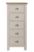 fay oak and grey 5 drawer narrow chest