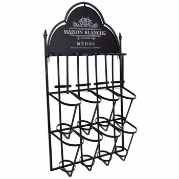 Botellero de pared de metal para 8 botellas 53x17x90h cm
