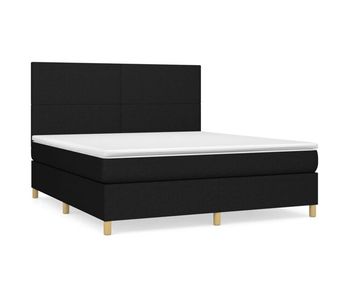 Cama box spring con colchón tela negro 160x200 cm diseño plano