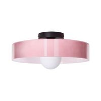 lampara de techo de vidrio con montaje empotrado y pantalla redonda rosa luguse
