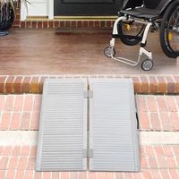rampa sillas de ruedas de aleacion de aluminio homcom 91x74x5cm-plata