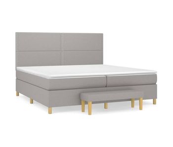 Cama box spring con colchón tela gris claro 200x200 cm liso con clavos