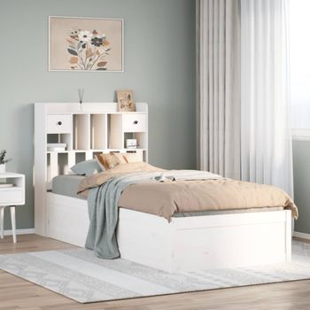 Cama Individual | Cama De Adulto | Estructura De Cama Sin Colchón Madera Maciza Blanca 90x190 Cm Cfw339744