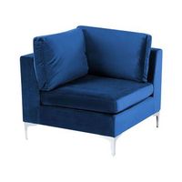 modulo esquinero de terciopelo azul marino rinconera patas metal glamour evja