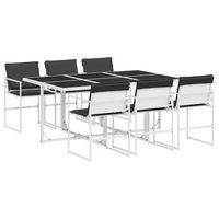 juego de comedor de jardin 7 piezas  mueble de jardin con cojines textilene blanco